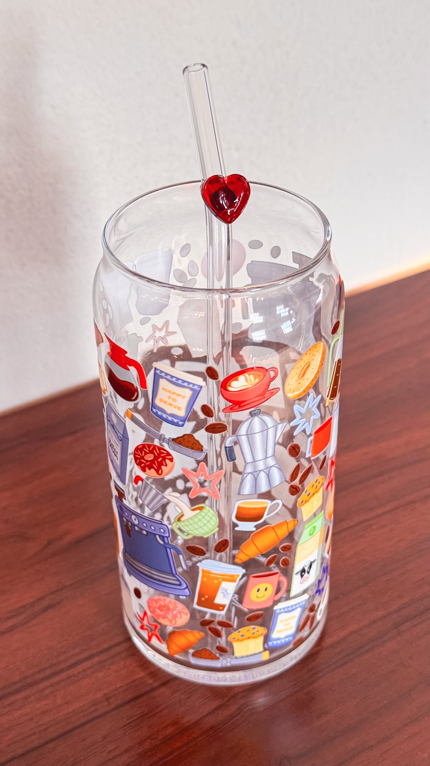 Heart Icon Glass Straw