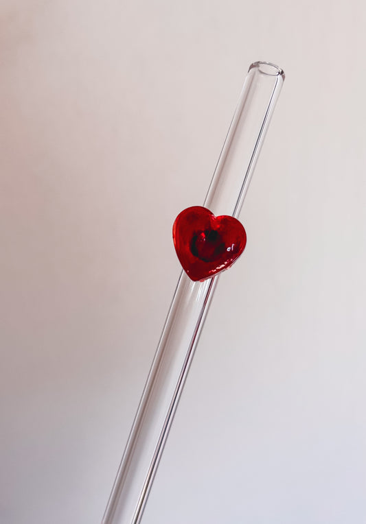 Heart Icon Glass Straw