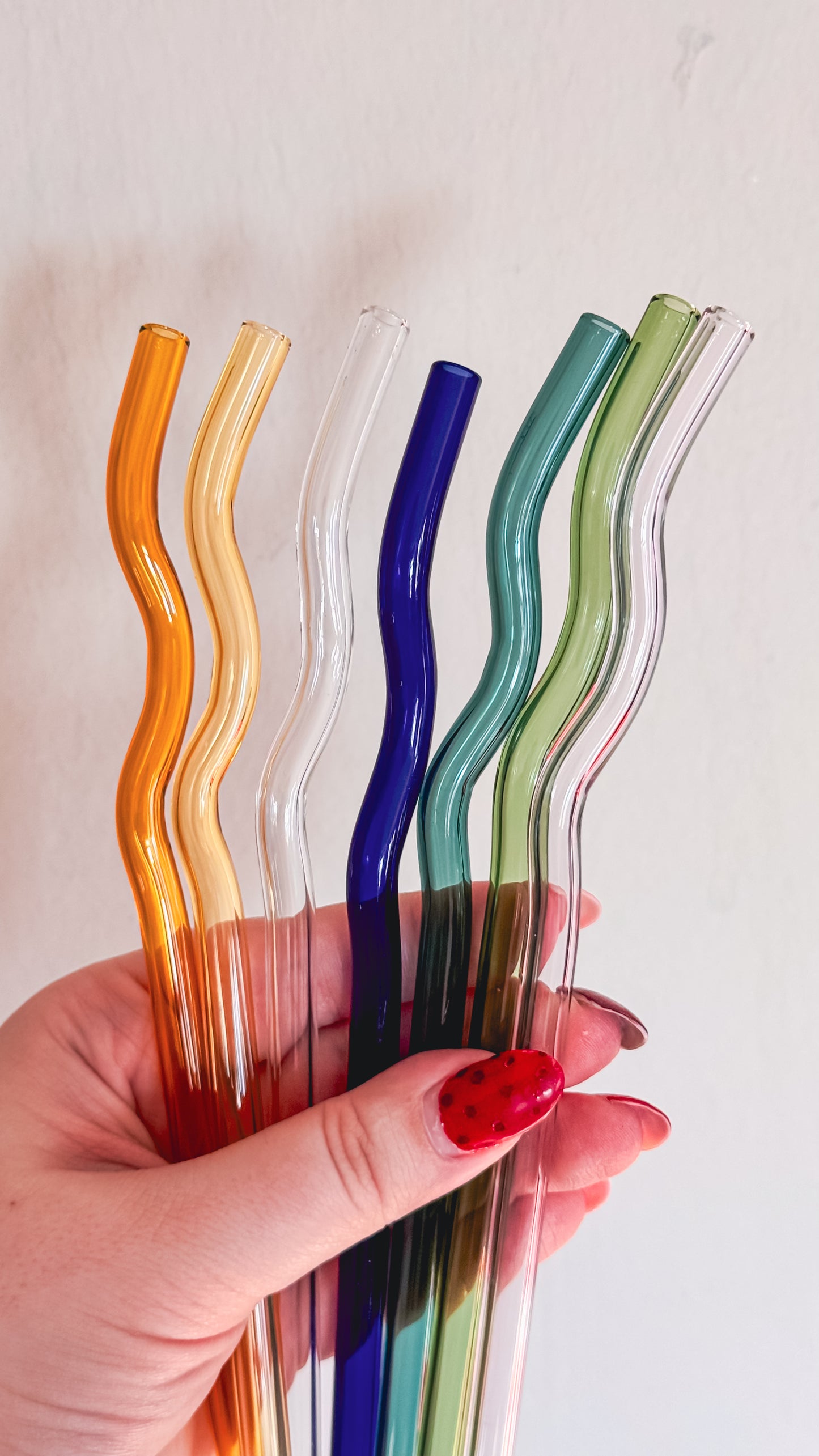 Wavy Reusable Glass Straws