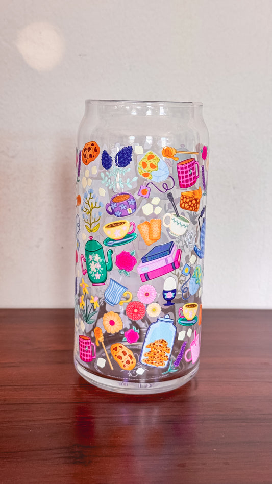 Steeping into Spring Glass Cup