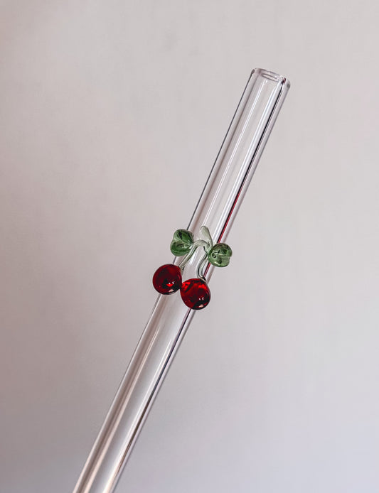 Cherry Icon Glass Straw