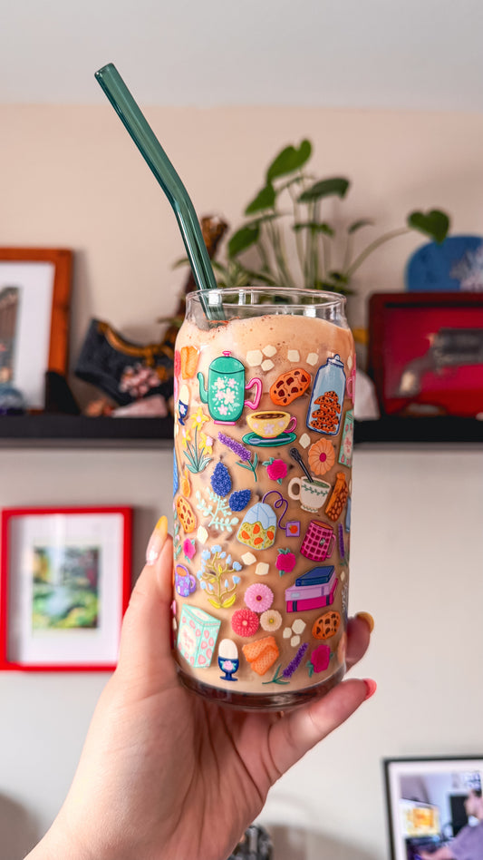 Steeping into Spring Glass Cup